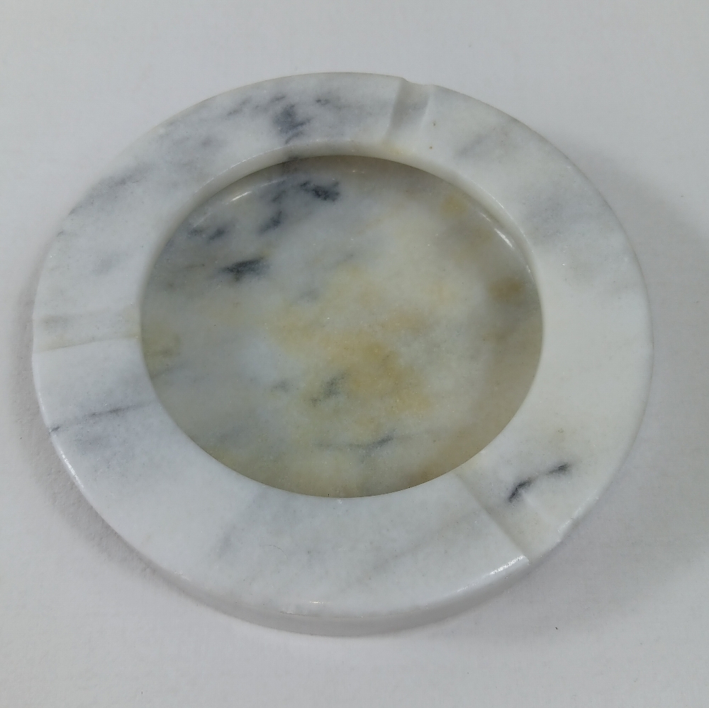Vintage Walmart marble ashtray cigar tray white marble candle holder
